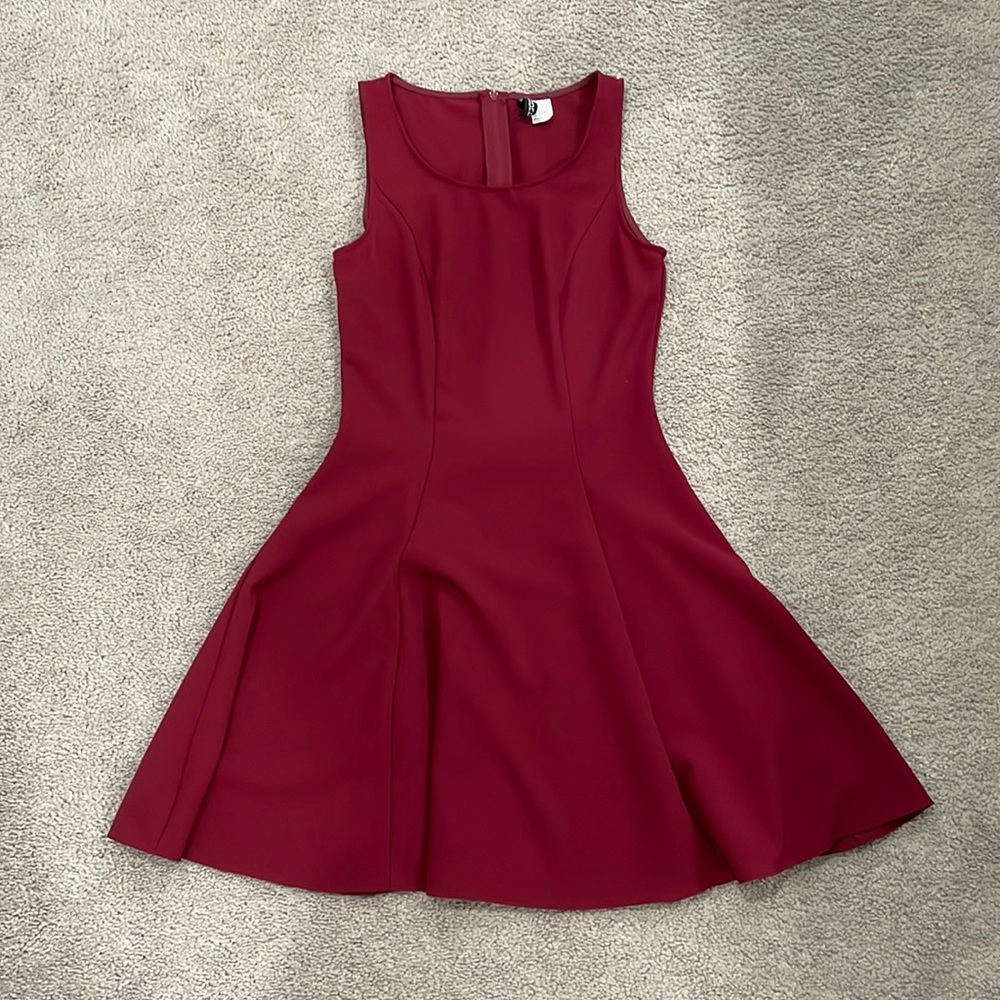 Formal Deep Red Mini Flare Dress, Size 4